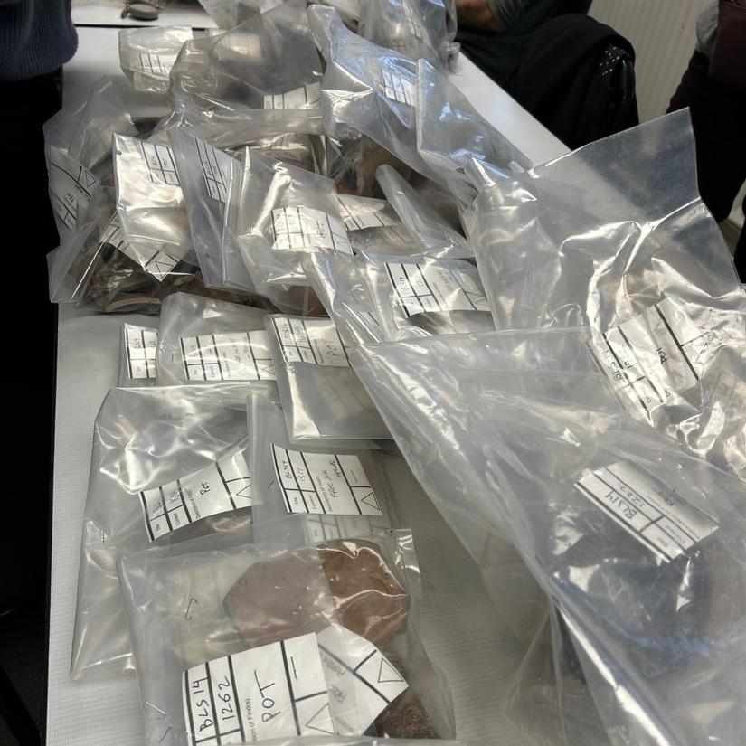 Fragments of bartmann jugs in finds bags