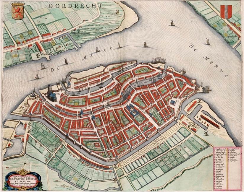 A historic map of the city of Dordrecht