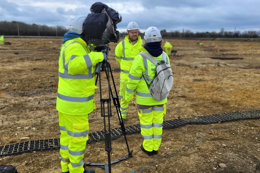 Press filming at MOLA excavation site