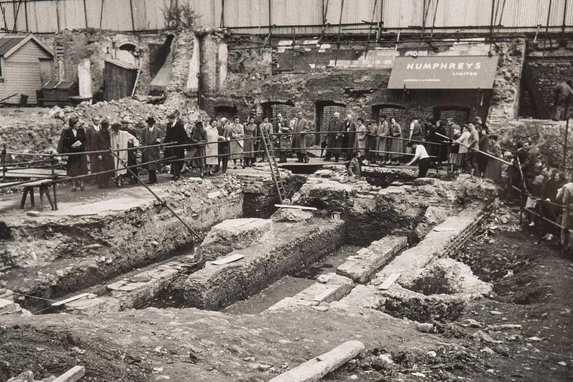 Historic photograph of the Temple of Mithras