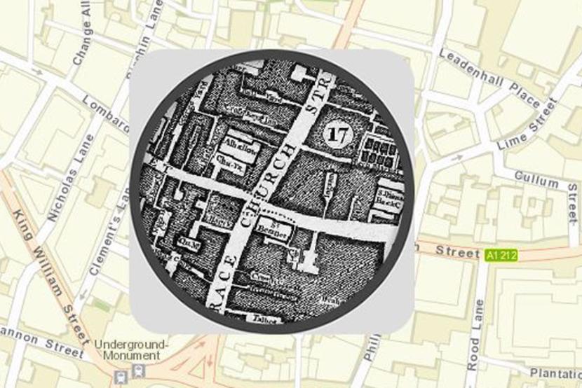 Image of historic map on London