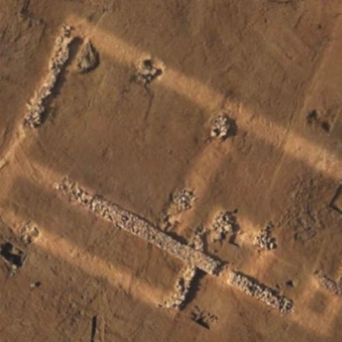 Aerial view of the Roman building with the footprint highlighted