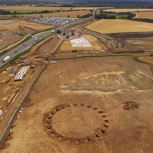 Aerial view of the A14 excavations