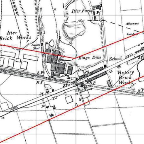 Map of Kings Dyke, Cambridgeshire from the 1950s 