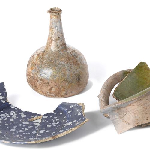 Pottery and glass found during excavations