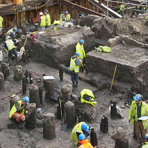 MOLA archaeologists excavate Bloomberg London