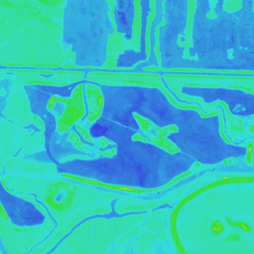 Digital Elevation Model - lower areas are blue