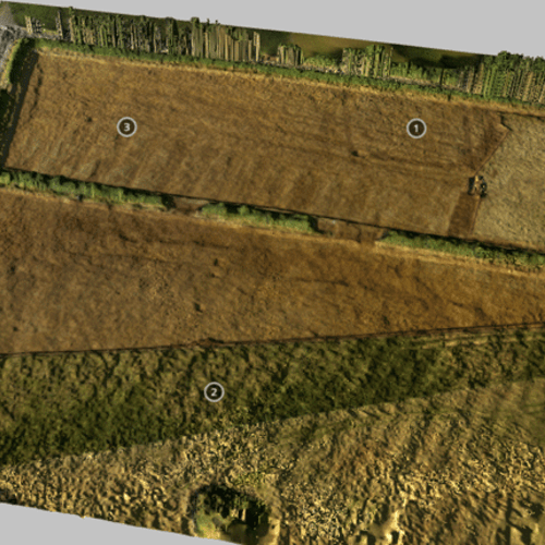 Image of ridge and furrow in farm fields created from aerial survey