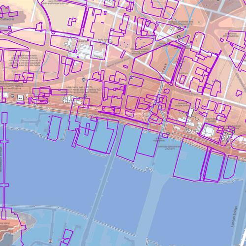 Archaeological site outlines for Roman City of London sites